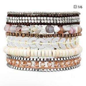 Victoria Emerson Alicante Cuff Magnetic Clasp Bracelet Beads Coins Crystals